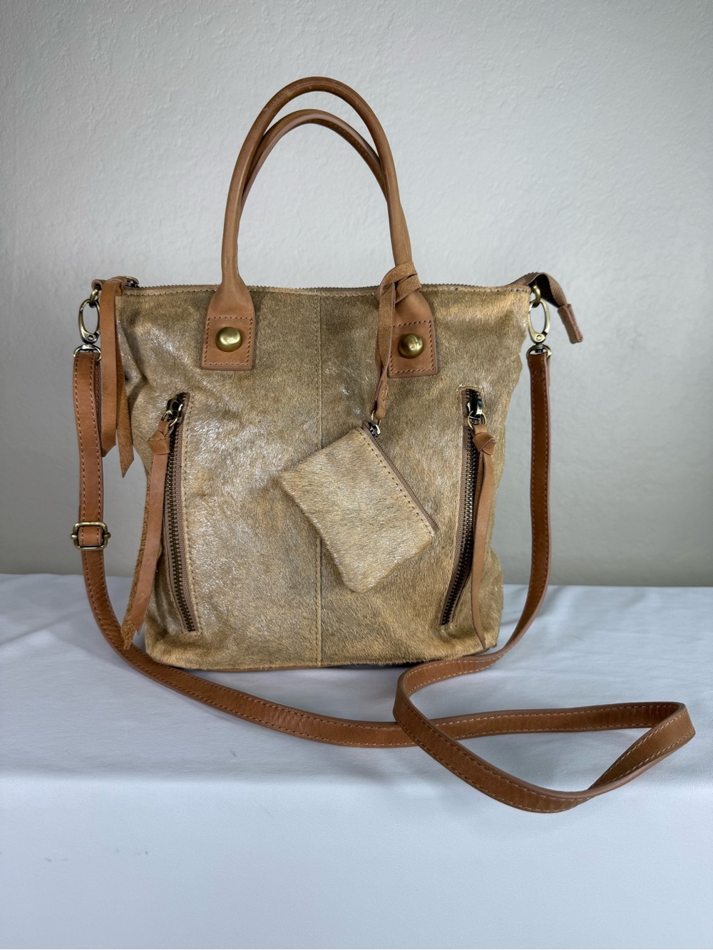 Anthropologie Miss Allbright Small Calf Hair Leather Crossbody Bag Purse
